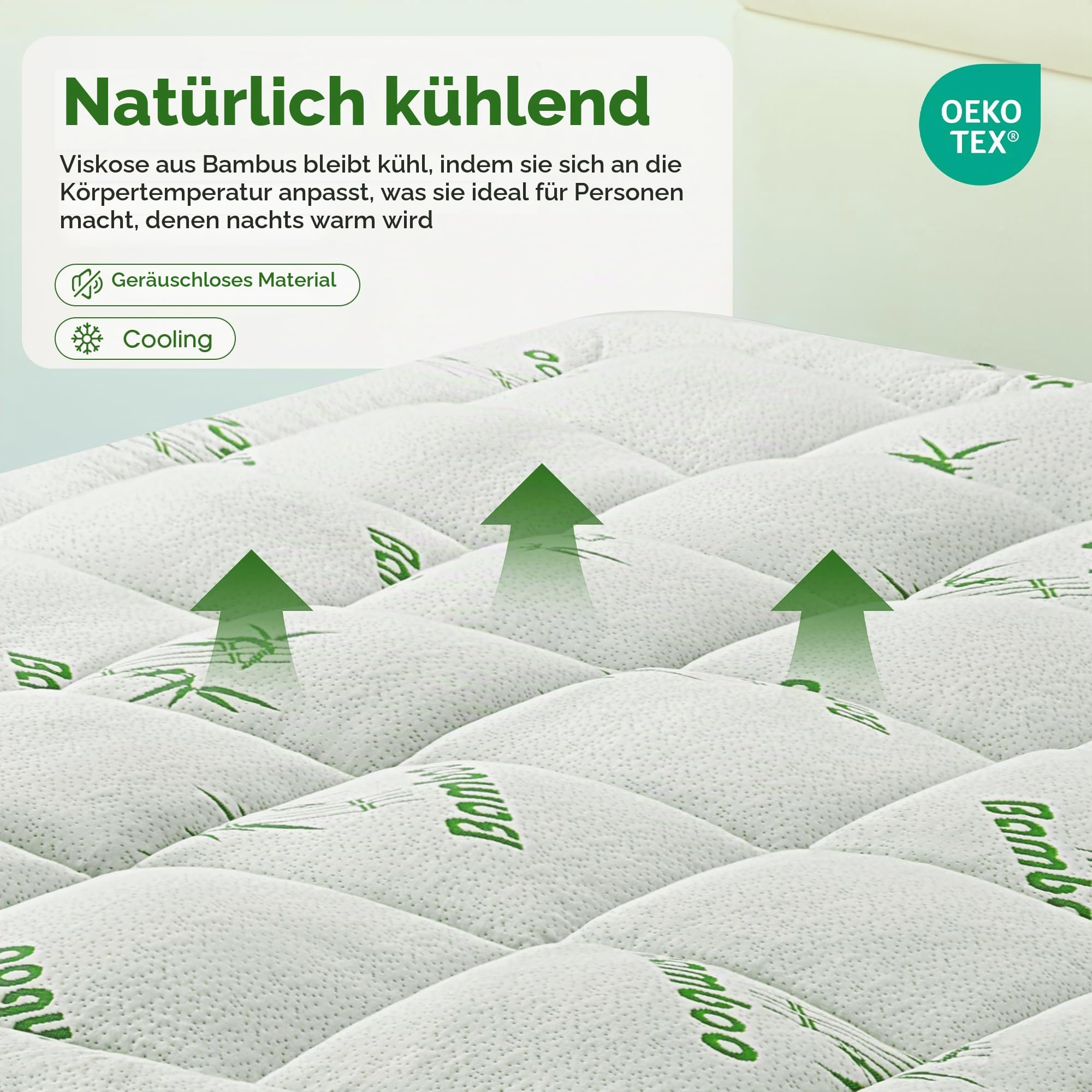 Matratzentopper 180x200 cm, Matratzenauflage aus Bambusfaser-Viskose | 1000g/m² Weicher Matratzen Topper, Mattress Topper mit Taschen bis 40cm, Matratzenauflage atmungsaktiv & maschinenwaschbar