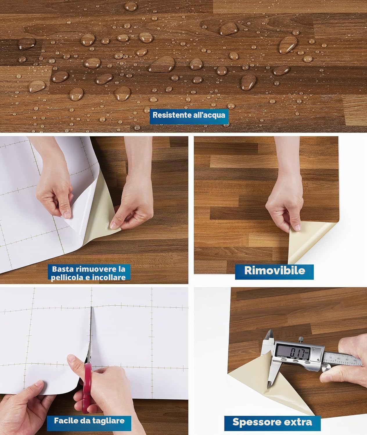 FunStick 60CM×5M Carta da Parati Adesiva Muro Cucina Pellicola Adesiva Effetto Legno Marrone Carta da Parati Cucina Muro Pellicola Adesiva per Mobili Legno Armadio Camera da Letto Rivestimento Tavolo