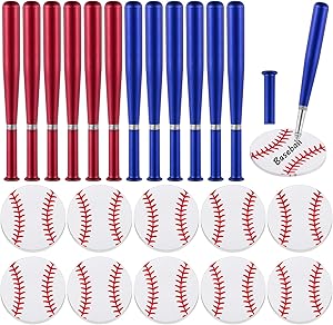Estune 12 Pcs Baseball Ballpoint Pens and 12 Pads Sticky Notes Cool Baseball Party Favors Mini Decorative Pens Funny Sports Club Props Black Gel Ink for Office Coworkers