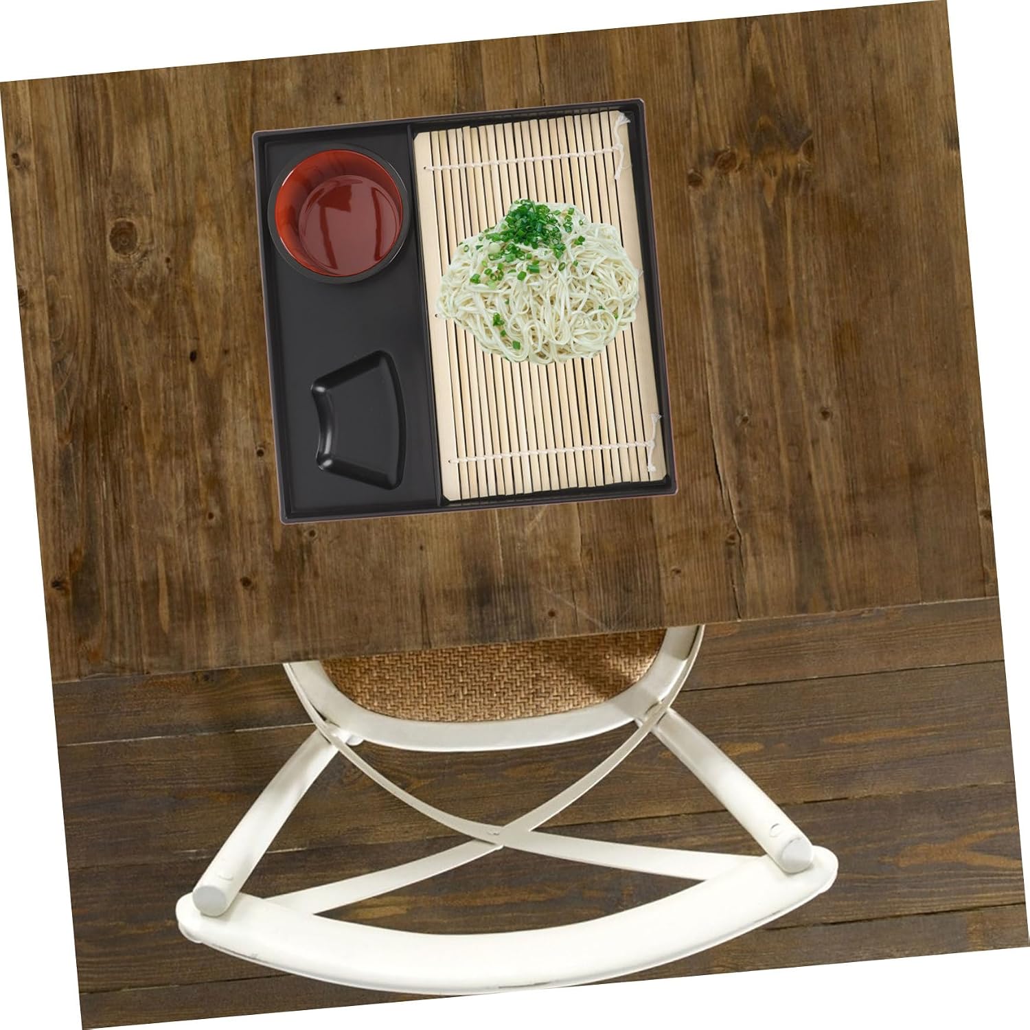 Japanese Style Cold Noodle Tray with Bamboo Mat and Cup image 4