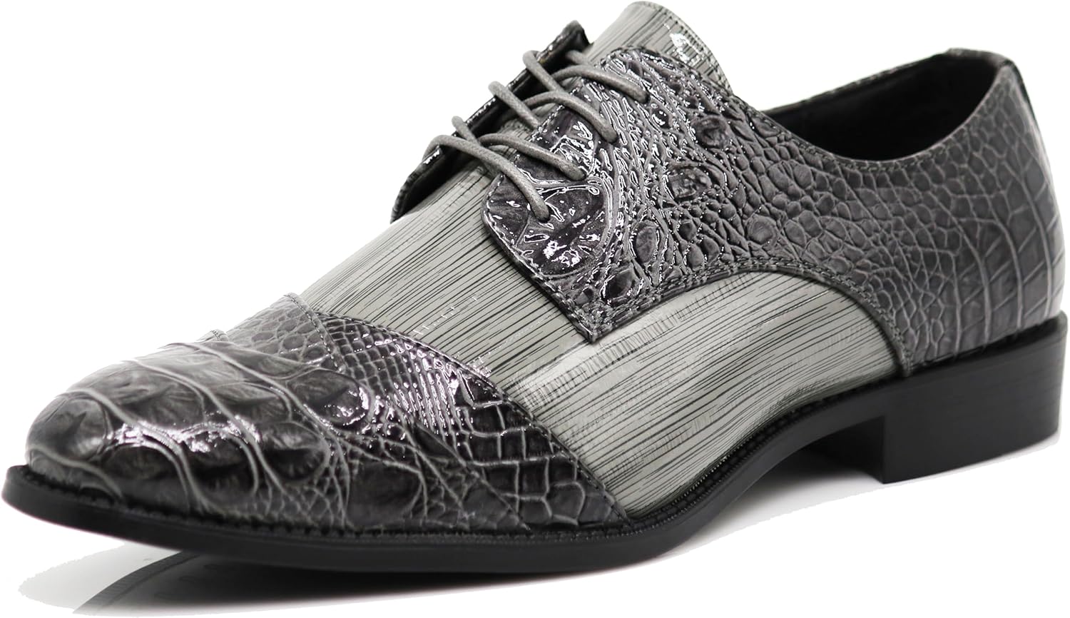 STW Men's Alligator Crocodile Print Oxfords Fashion Lace Up Dress Shoes - Image 2