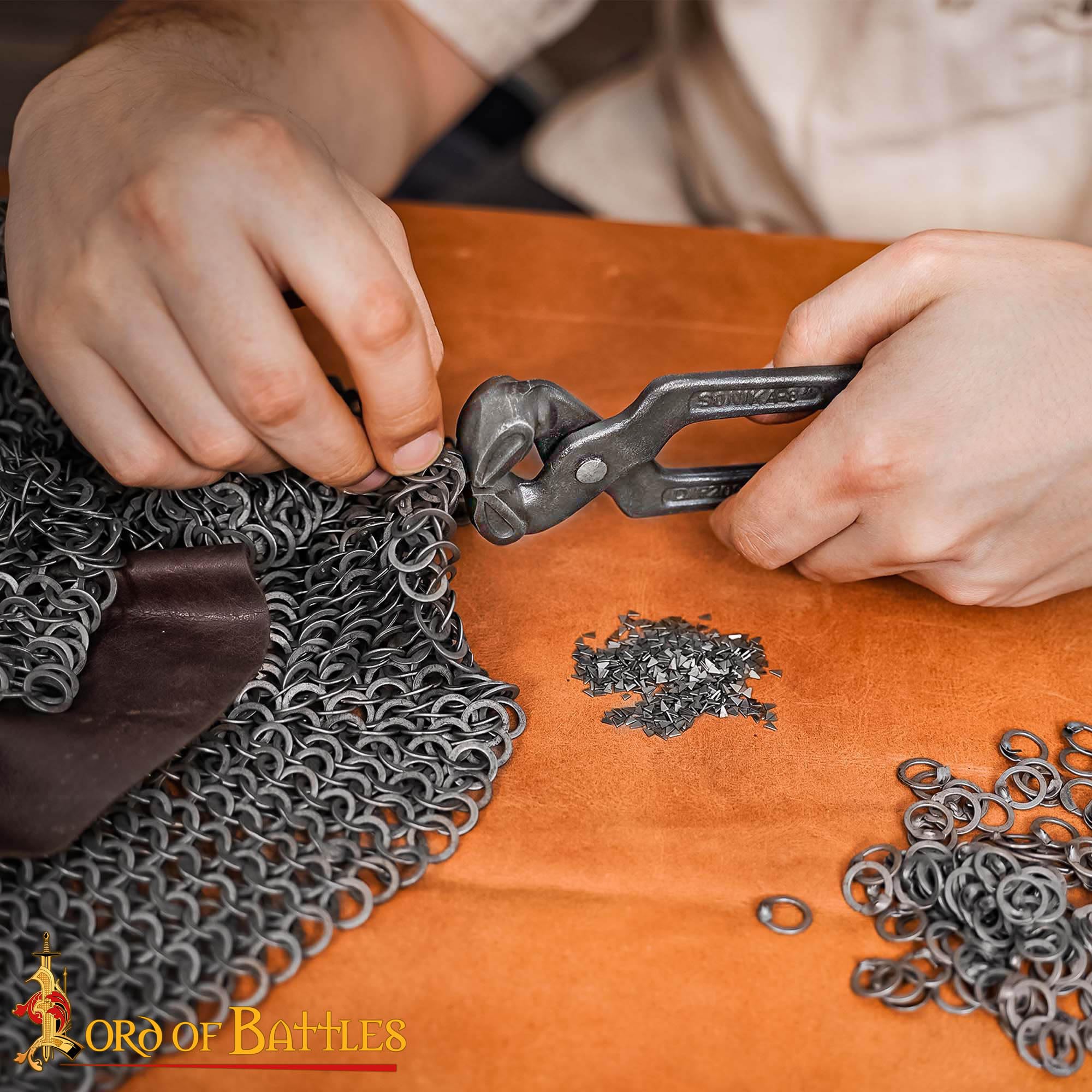 Herramientas remachadas de cuña de malla de cadena, remaches triangulares, alicates de malla duraderos, herramientas de ajuste de remaches, suministros de manualidades de armadura medieval, remaches