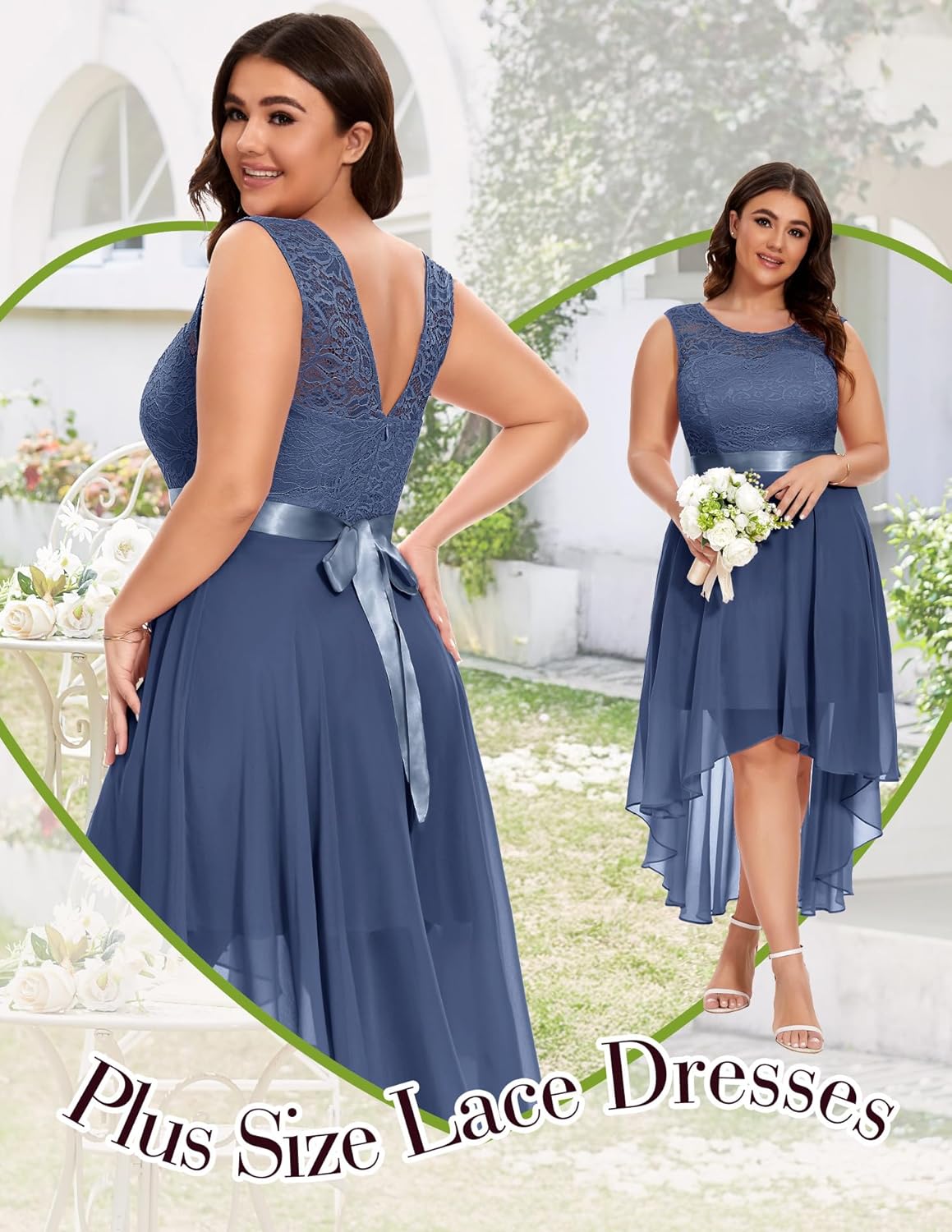 BeryLove Sequin Wedding Guest Formal Cocktail Dresses Prom Party Lace High Low Bridesmaid Elegant Dress - Image 6