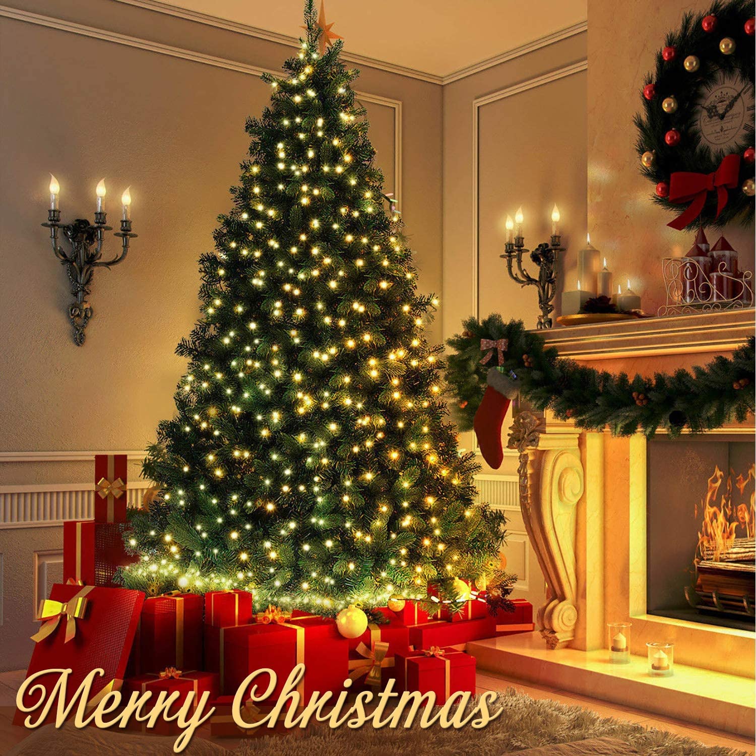 NEXVIN Luci Albero di Natale Bianco Caldo 20M 200LED Catena Luminosa con 8 Modalità, Funzione Timer e Memoria, Collegabile, Luci Natalizie da Esterno ed Interno, Cavo Trasparente
