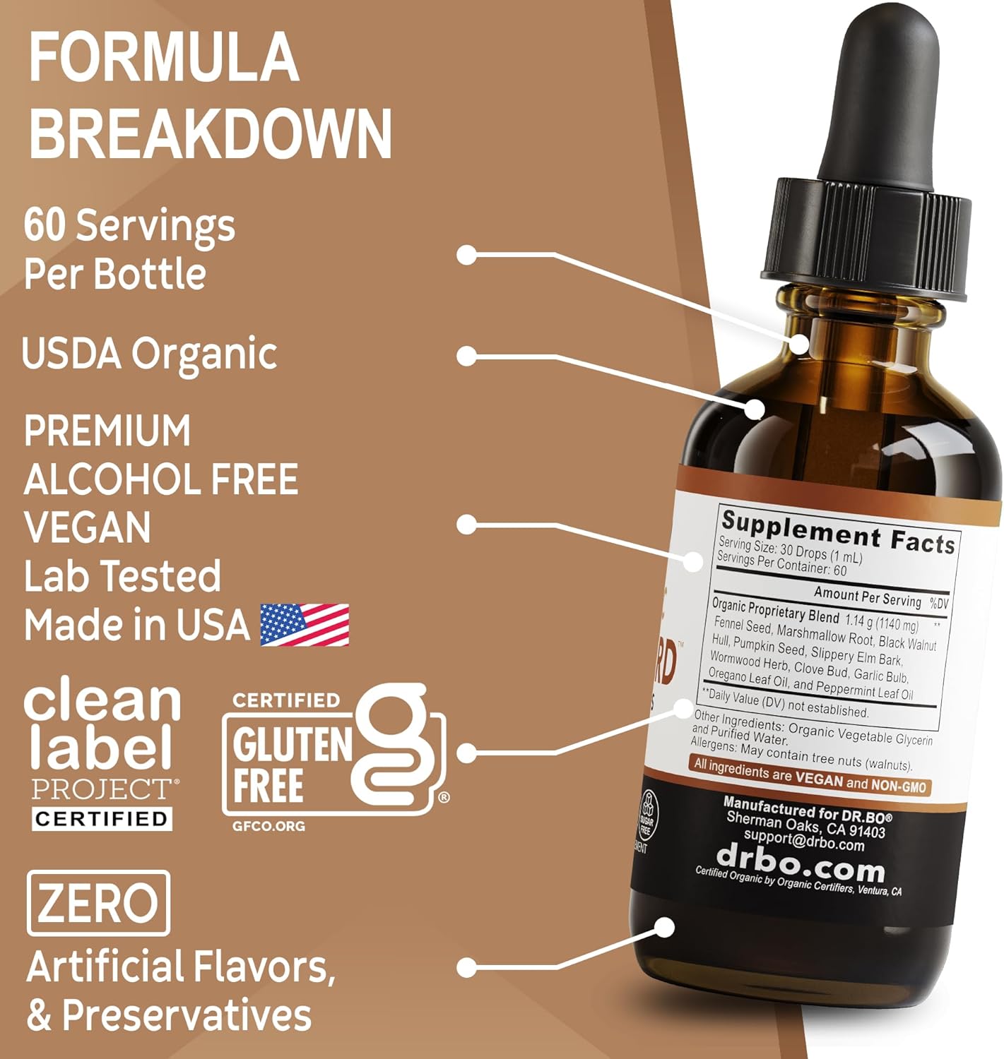 ParaGuard Cleanse Liquid Organic Detox - Organic Intestinal Guard Formula Supplement for Humans with Black Walnut Wormwood Clove & Oregano Tincture - Natural Herbal Intestine Body Gut Cleanser 2 oz - Image 8