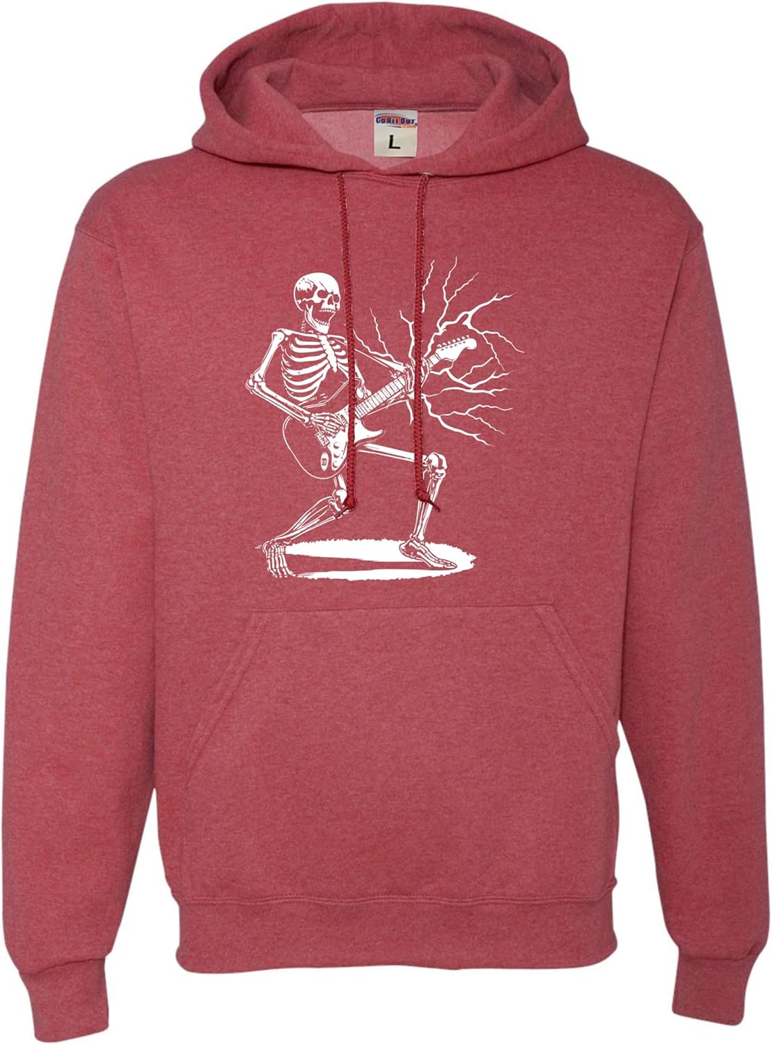 Go All Out Rock & Roll Skeleton Shredding Playing Guitar Band Mens Women Youth Sweatshirt Hoodie