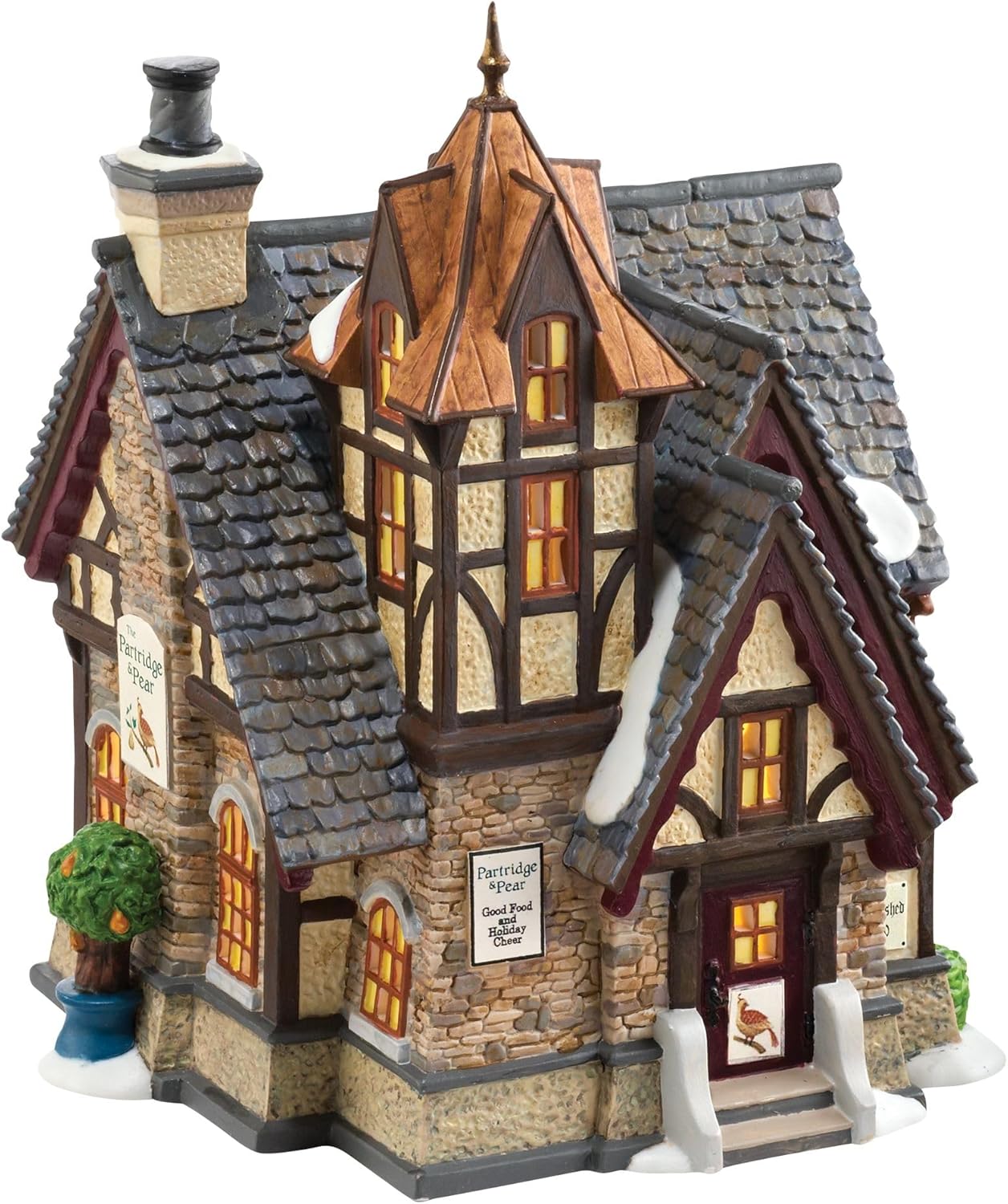 Department 56 Dickens Village The Partridge and Pear Restaurant Lit Building, 7.68 Inch, Multicolor