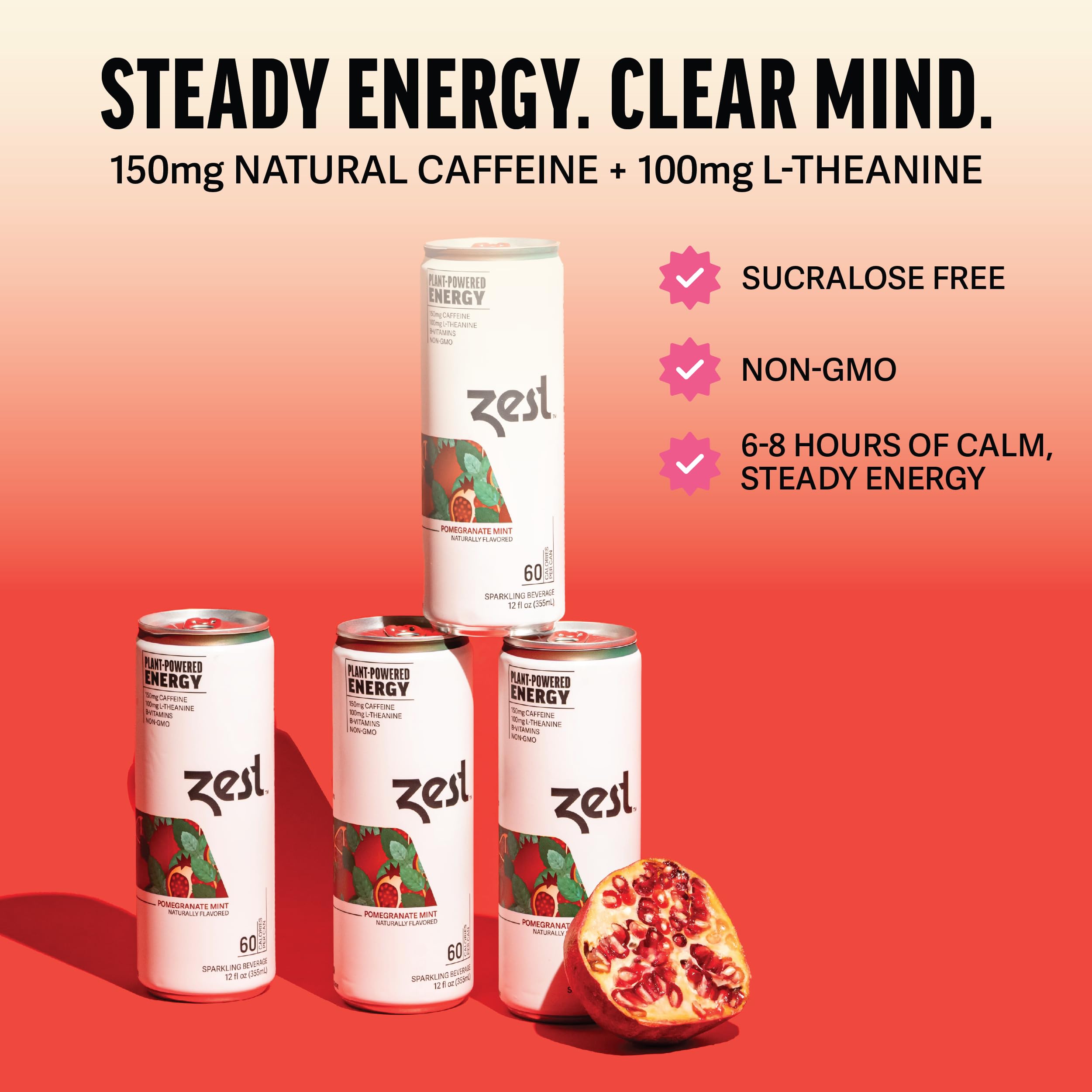 Amazon.com : Zest Clean Energy Drink – Pomegranate Mint – 150mg