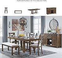 Vista 5 de Signature Design by Ashley Moriville - Banco de comedor tapizado rústico casual, gris y marrón