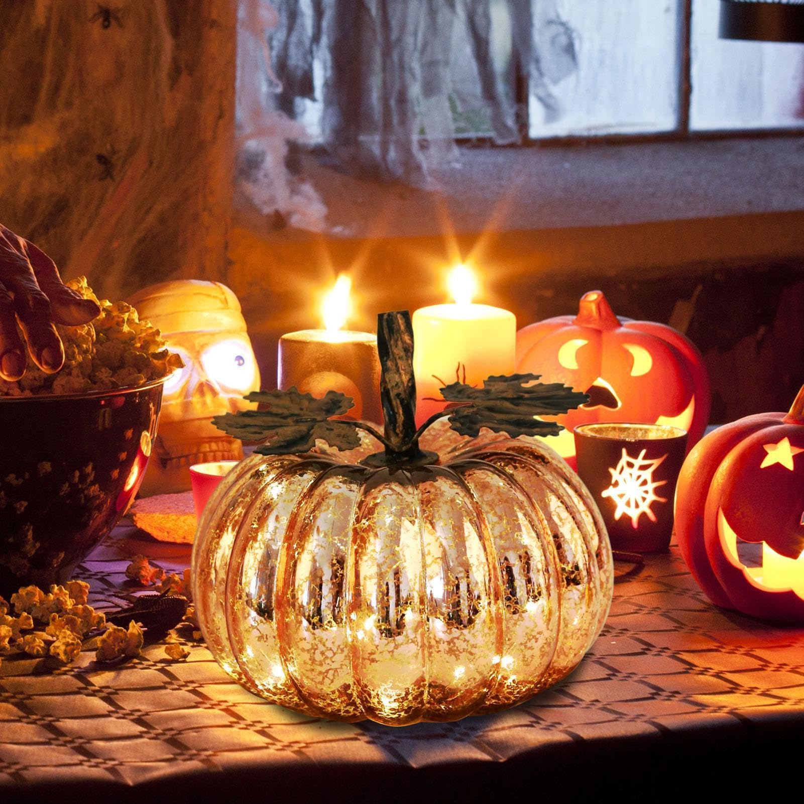 Generico LED Decorazione Autunnale per Il Ringraziamento in Vetro con Timer