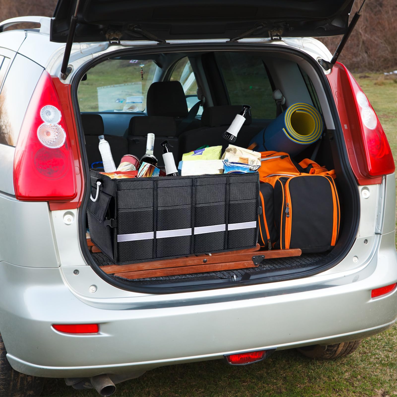 Generico Organizer Portaoggetti Per Bagagliaio Box Organizer Pieghevole | Organizzatore Auto Bagagliaio Carico Auto Berlina SUV Camper Road Trip Must Have Viaggio Uomo Donna Spesa Attrezzi
