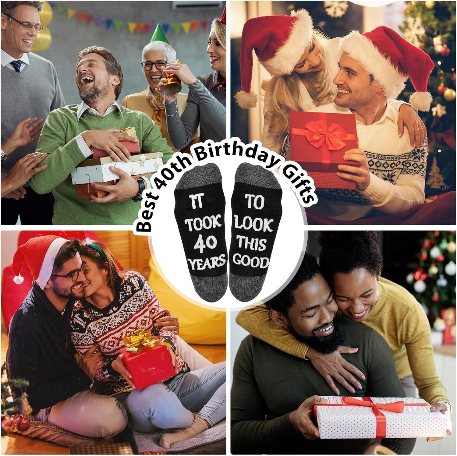 40th 50th 60th Birthday Gifts For Him, Men 40th 50th 60th Birthday Decorations, Cool Gifts Funny Crews Black Cotton Socks - Image 6