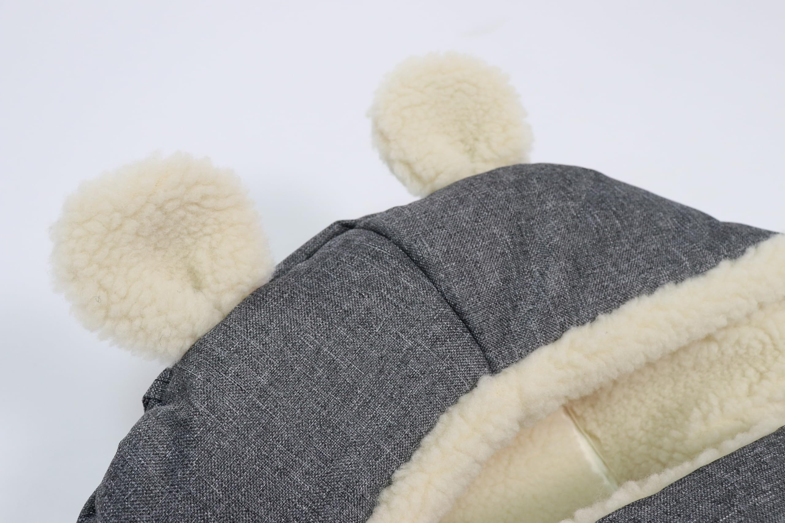 Sacchi Kaiser. Modello Fleece-FuÃŸsack XL Ears Wool Fütterung aus 100% Schafwolle für Kinderwagen und Buggy - Anthracite Melange