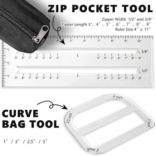 Miniatura 2 de UPTTHOW 3 piezas de herramientas de fabricación de bolsas cuadradas para principiantes, plantillas de acrílico transparente, juego de plantillas de