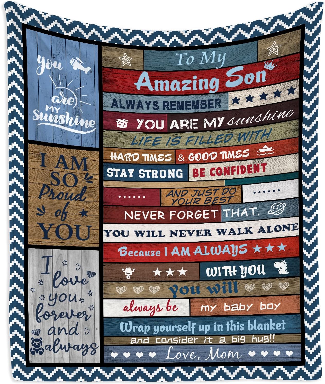 Gifts for Son, Sons Gift Blanket 60"X50", Best Son Birthday from Mom, to My Sons Graduation Throw Blankets from Mother
