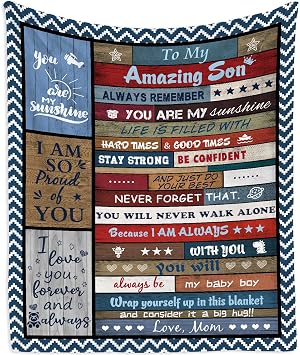 Gifts for Son, Sons Gift Blanket 60X50, Best Son Birthday from Mom, to My Sons Graduation Throw Blankets from Mother