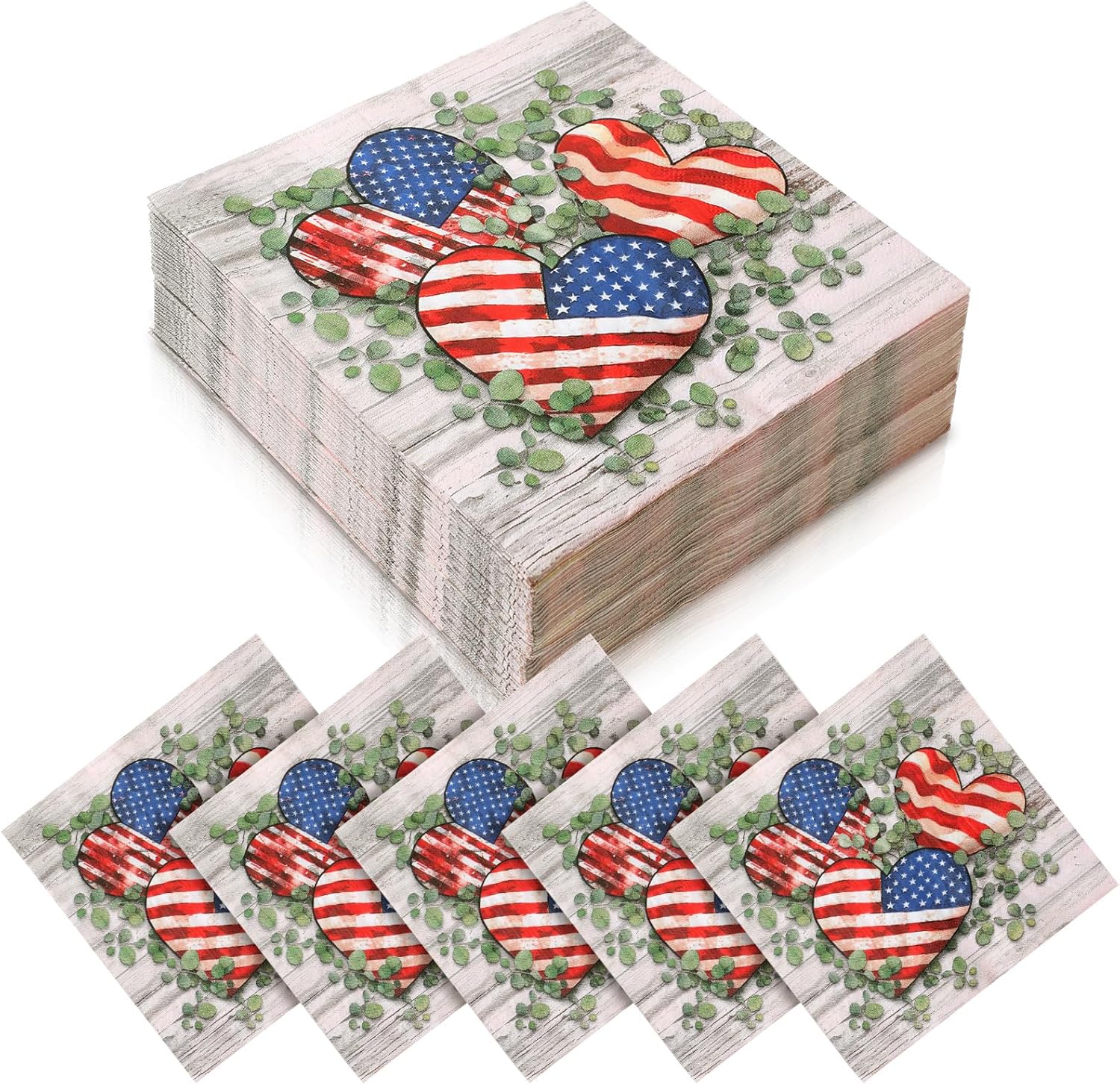 Feifeiya 60 Pcs 4th of July Cocktail Napkins Patriotic