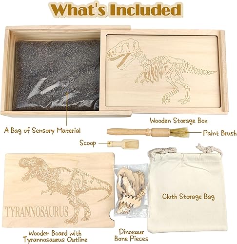 Miniatura 2 de Xylolin Kit de excavación de dinosaurios de arqueología para niños, juguetes de recipiente sensorial para explorar fósiles, rompecabezas de huesos