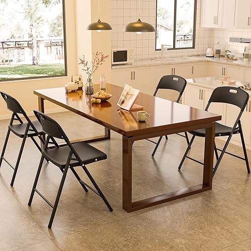 Miniatura 7 de Bonnlo Paquete de 2 sillas plegables de plástico negro, asiento portátil con marco de acero resistente para uso en interiores y exteriores, perfecto