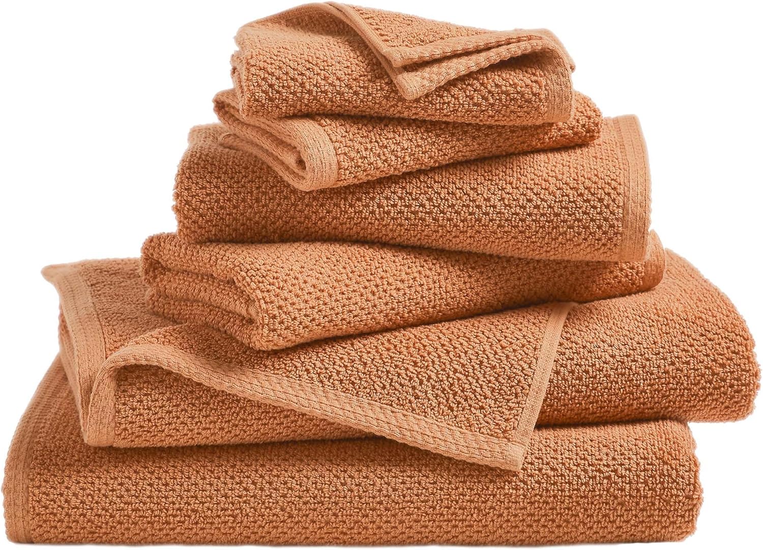Great Bay Home 100% Cotton 6 Piece Towel Set - Absorbent, Quick-Drying, Durable Bath Towels for Bathroom Decor - Low-Twist, Two-Ply Fibers (Clay)