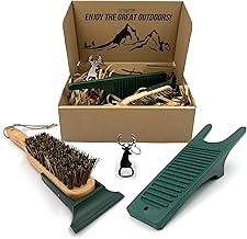 Kit de nettoyage pour bottes et bottes - Kit cadeau pour Wellington, chaussures de randonnée et bottes de marche, durable et brosse de nettoyage rigide avec grattoir intégré, Vert, Boot Jack and Boot