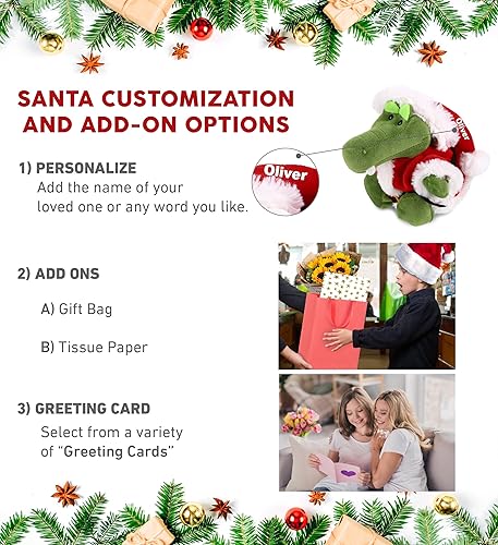 Miniatura 2 de DolliBu Peluche de cocodrilo de Papá Noel, súper suave, disfraz de animal salvaje con traje de Papá Noel rojo, lindo regalo de vida silvestre,