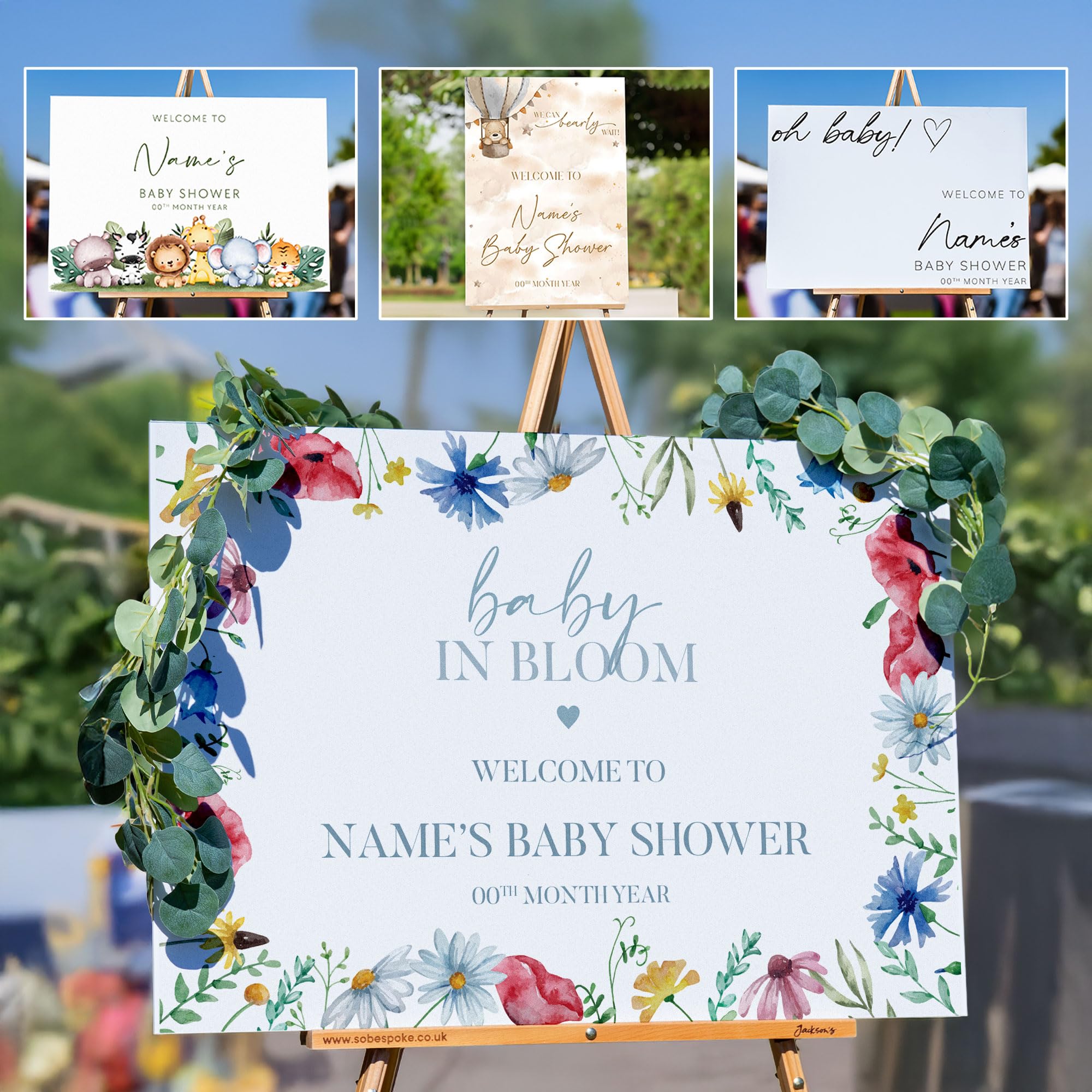Baby Shower Welcome Sign Customised Printed Welcome To Baby Shower Signage Neutral Bear Large Personalised Board