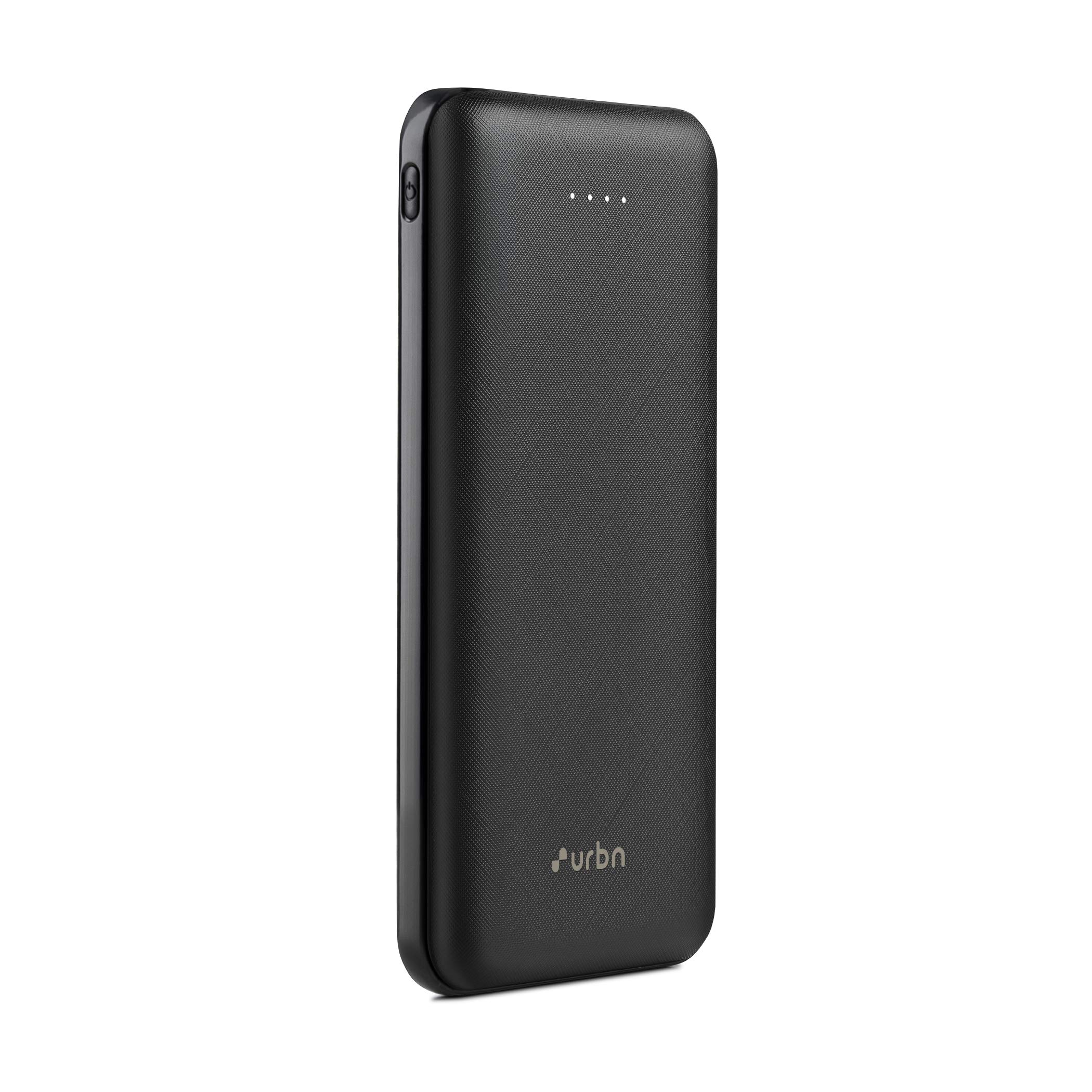 URBN 10000mAh Lithium Polymer Power Bank Ultra Compact with 12 Watt Fast Charging, (Black)