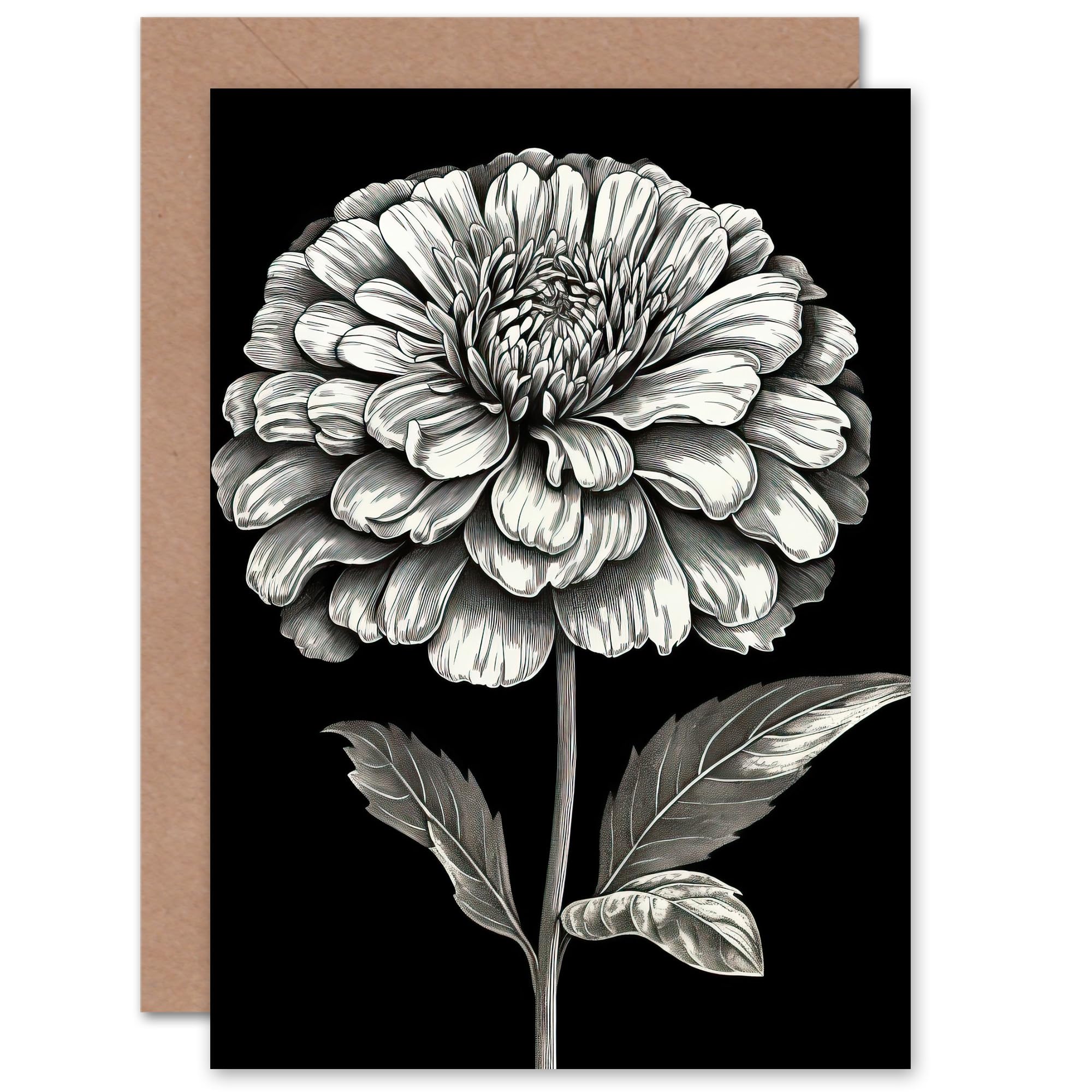 Artery8 Zinnia Flower Bloom Florals Greeting Card