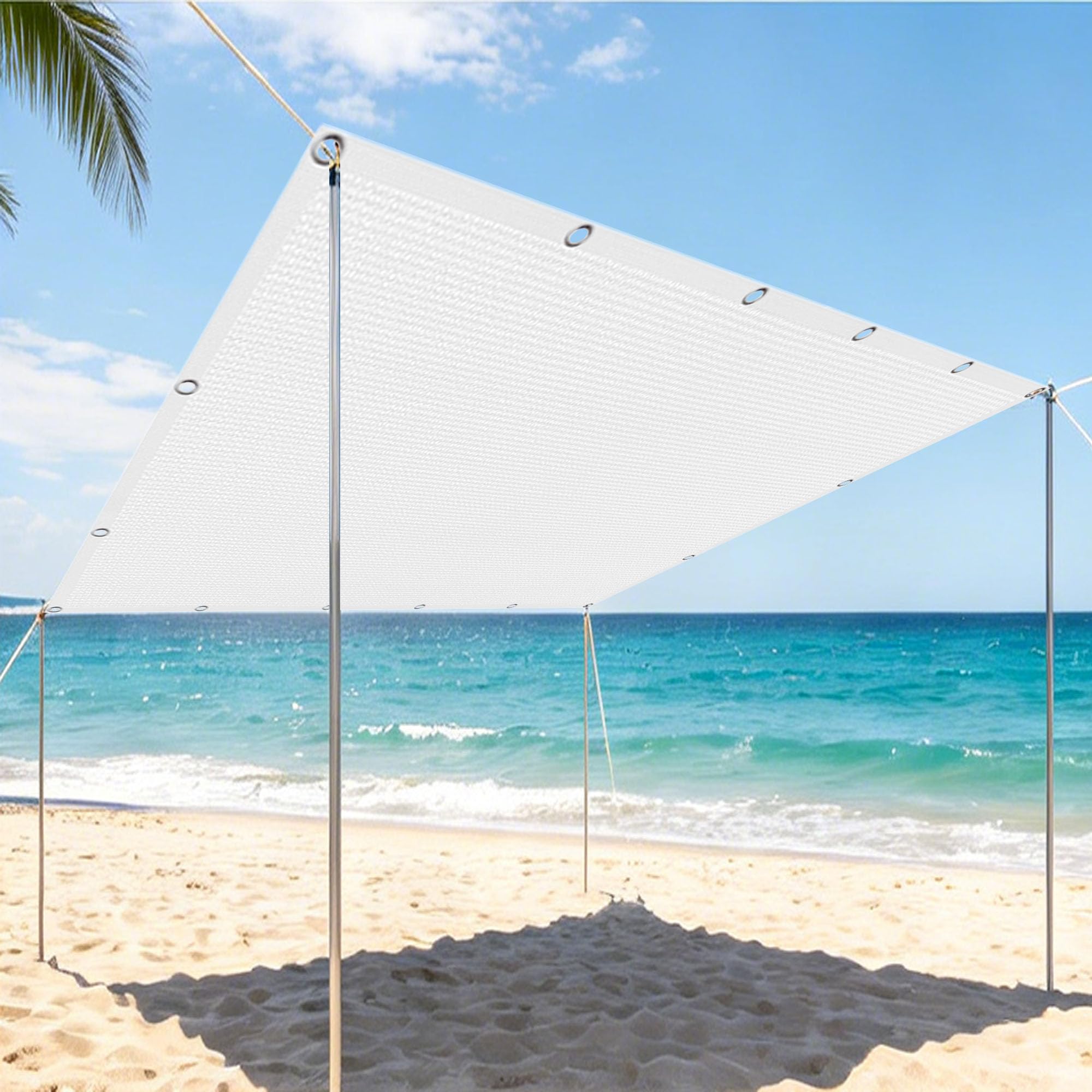 Voiles d'ombrage Résistant Blanc 2.2x10m Anti Vent Filet Perméable à l'eau