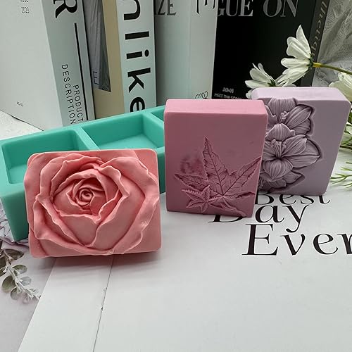 Vista 56 de Molde de silicona para jabón de múltiples cavidades, un molde de silicona para hacer 3 diferentes flores de jabón de rosas, moldes de resina de yeso