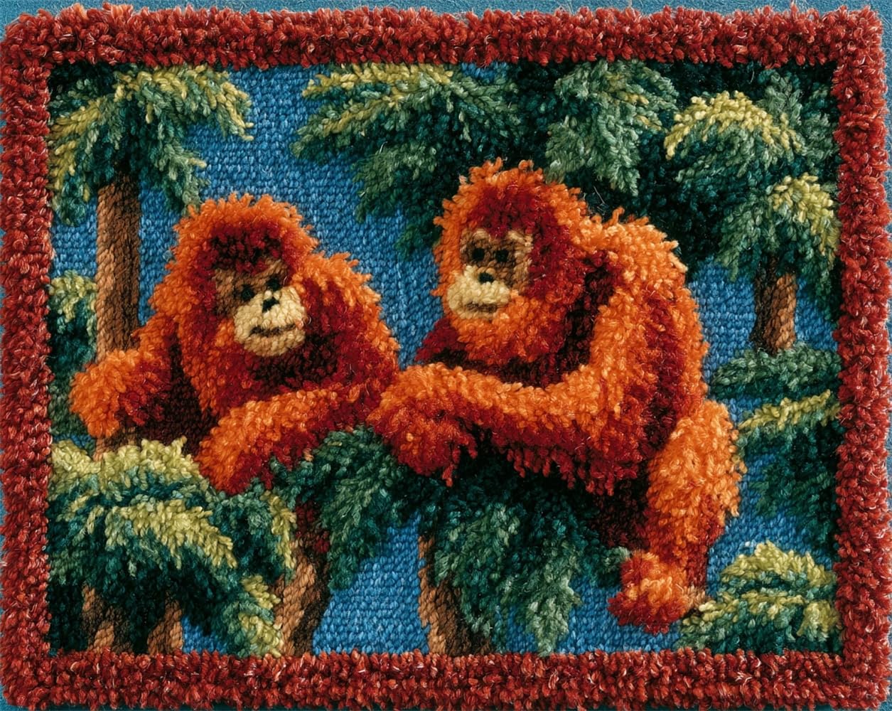 FWRTYCB Latch Hook Rug Kit for Adults Orangutans in Trees