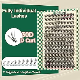DIY Lash Extension Kit 280pcs Individual Lashes D Curl Eyelash Extension Kit KEYYOU 30D 9-18Mix Lash Clusters with Lash Bond and Seal and Lash Applicator for DIY at Home(KIT-30D-0.07D-9-18Mix)