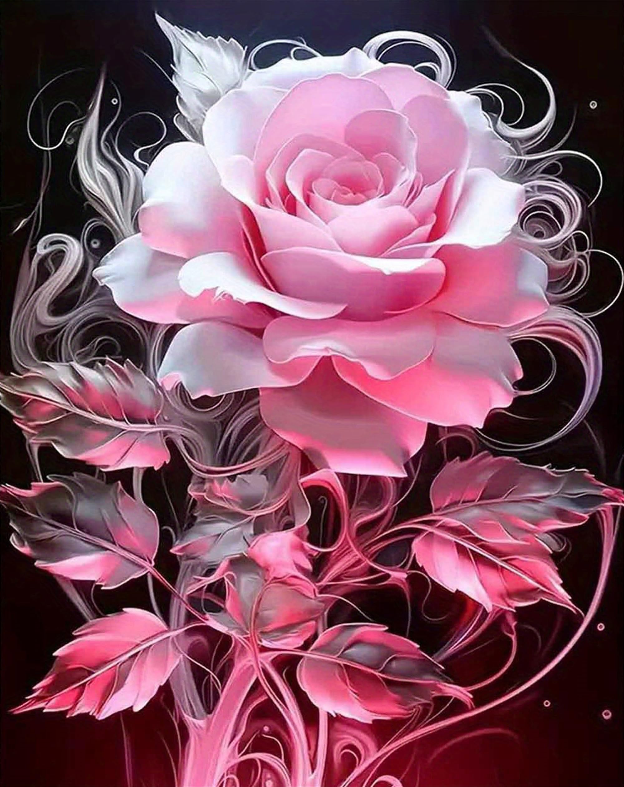 Jiqinsiye Rose Flowers Paint By Number For Adult, Diy Painting Kits For Adults,Color By Numbers,Paint By Number Canvas Crafts Watercolor For Beginners Hoom Decor