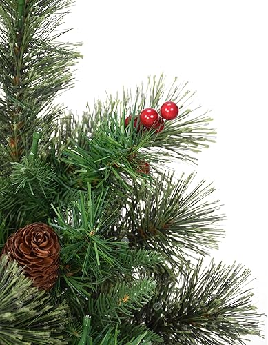 Vista 18 de Puleo International Árbol de Navidad artificial preiluminado de 2 pies con 35 luces en maceta de metal, color verde