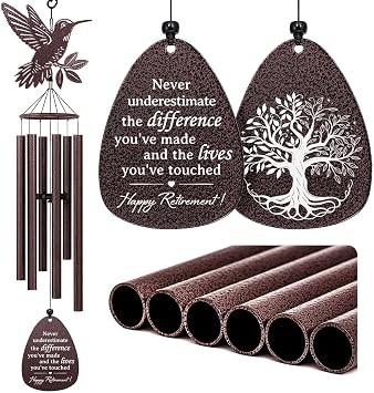 SteadStyle Retirement Gifts for Women Men, Best 37 Retirement Wind Chime | Farewell Going Away Goodbye Gifts for Coworkers, Teacher, Boss, Nurse, Veterans Hummingbird Wind Chime Large Size