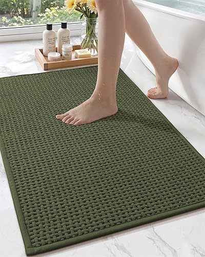 Miniatura 10 de Color&Geometry Alfombras de baño de felpilla ultra suave, parte trasera de goma antideslizante, lavable a máquina, súper absorbente, para baño,