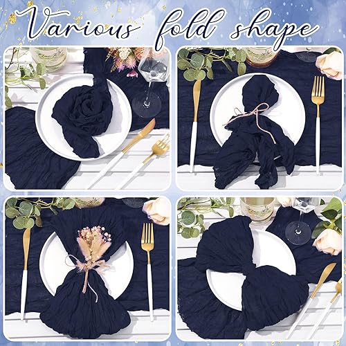 Miniatura 3 de Mixweer 50 servilletas de gasa de 20 x 20 pulgadas, servilletas de algodón de gasa arrugada, servilletas de tela de queso, servilletas de tela