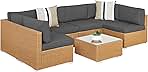 Best Choice Products 7-Piece Modular Outdoor Sectional Wicker Patio Conversation Set w/ 2 Pillows, Coffee Table, Cover Included - Natural/Gray