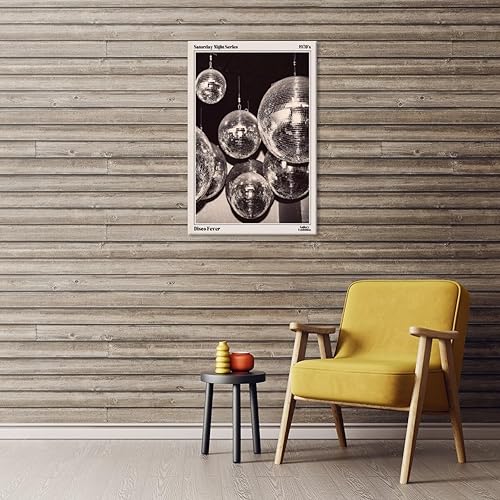 Miniatura 4 de Póster de pared de bola de discoteca de los años 70, póster vintage de periódico en blanco y negro, impresión en lienzo estético retro para bar,