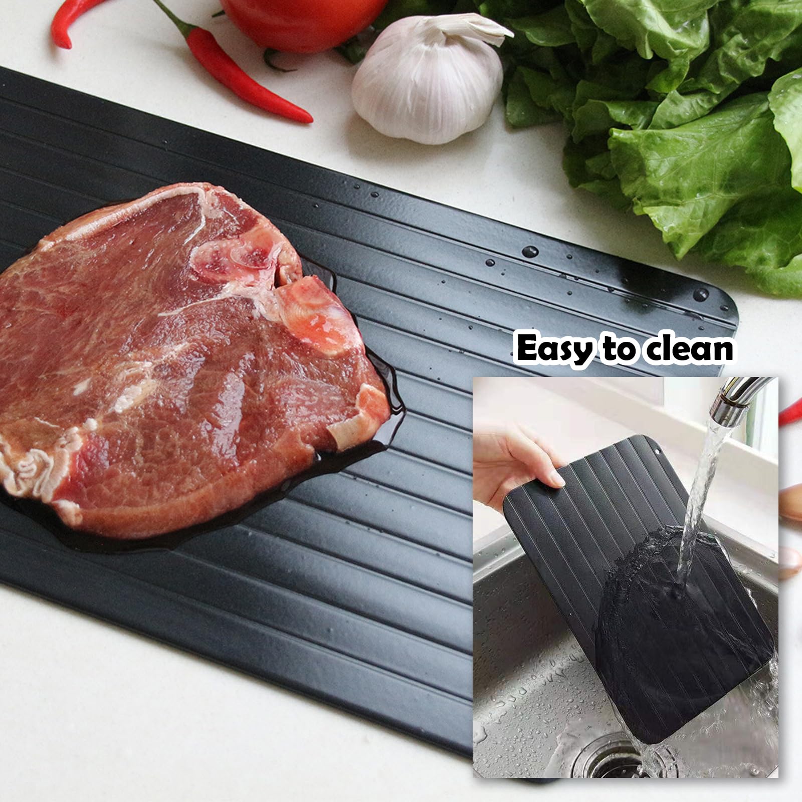 5 Planches De Décongélation Rapide En Aluminium - 29,5x20,8 Cm - Avec Patins En Silicone - Pour Viande, Poisson, Légumes - Sans électricité