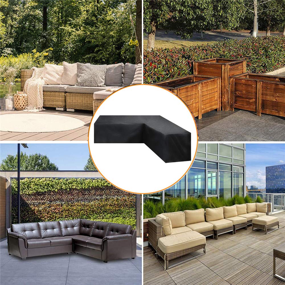 Copertura impermeabile per mobili da giardino a forma di L, per esterni, in rattan, per divano ad angolo (222 x 286 x 82 cm), antipolvere e resistente, protegge i mobili da esterno dagli agenti