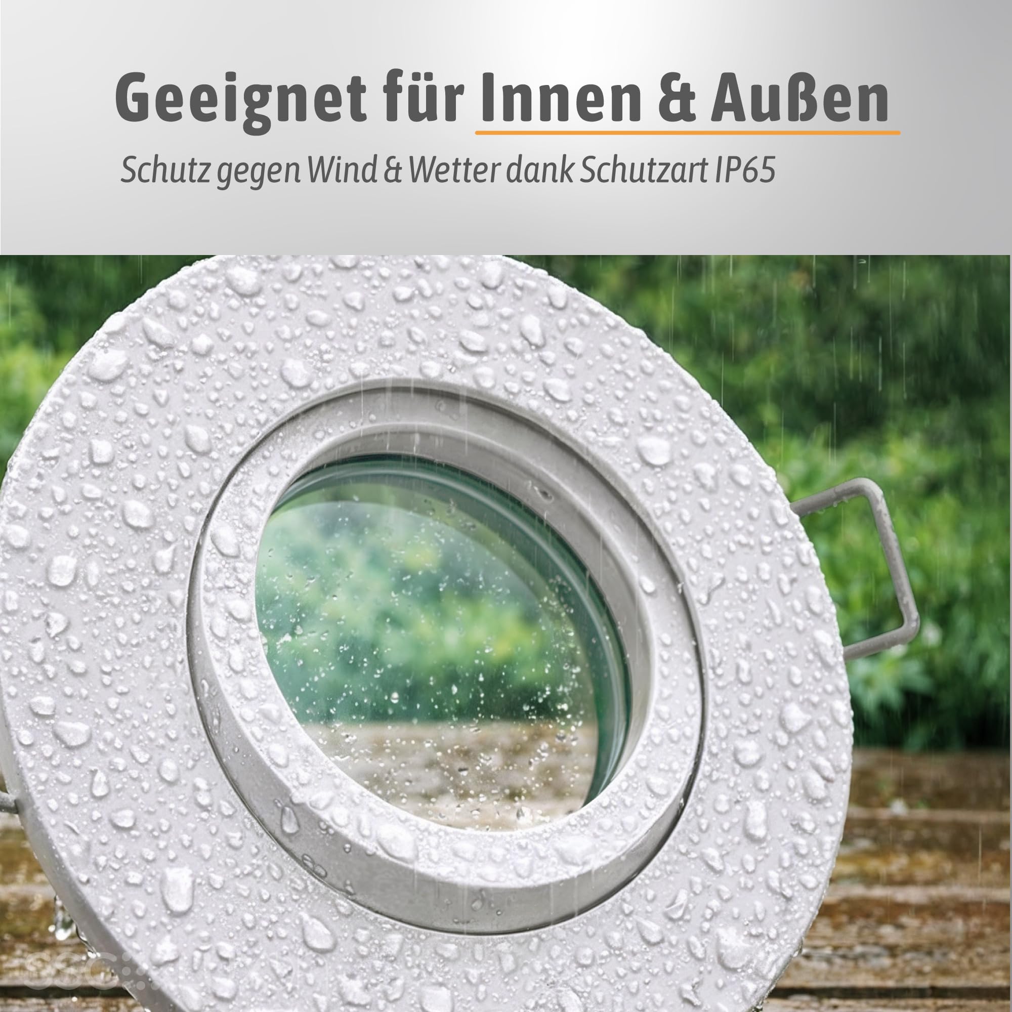 SSC-LUXon ORVIA Einbauspot 6er Set weiß schwenkbar IP65 GU10 3 Lichtfarben | Sechs Deckenspots IP65 weiß - 360° schwenkbar, warm / neutral / kalt, dimmbar, für Bad & Küche, inkl. GU10 LED
