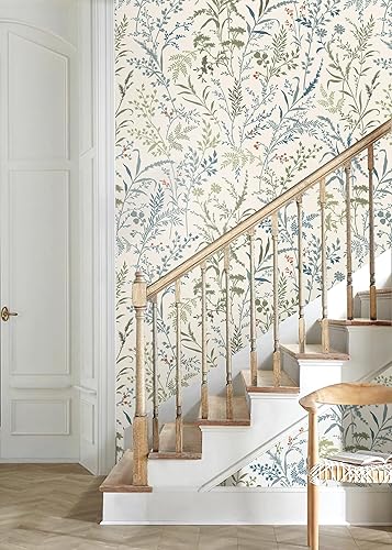 Miniatura 5 de Erfoni Papel tapiz autoadhesivo para despegar y pegar hojas de 16.9 x 118 pulgadas, color verde y beige, papel adhesivo autoadhesivo de hojas