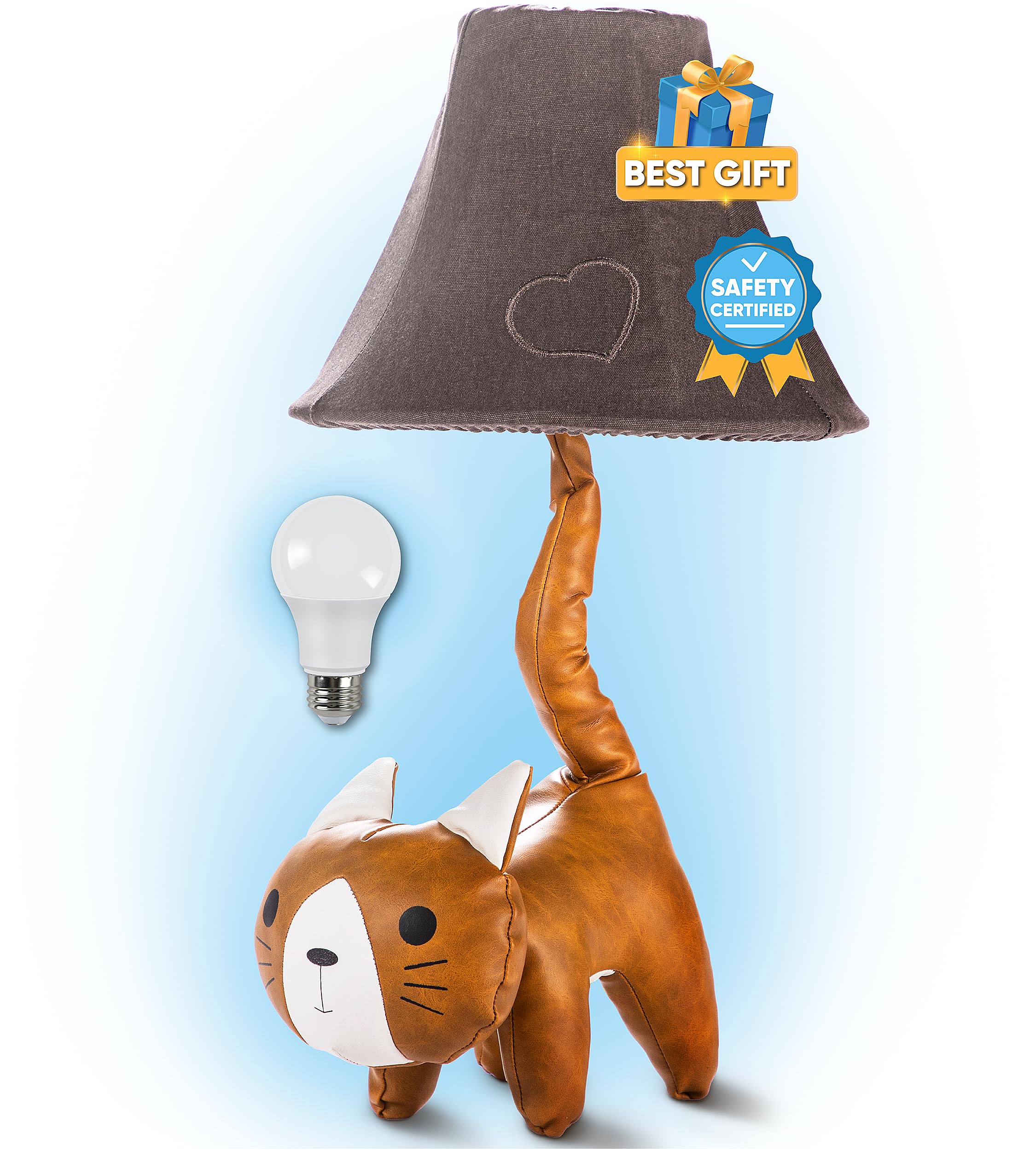 Cat Table Lamp for Kids Bedroom, Cute Animal Lamp Toddler Girls Boys, Cat Room Decor Girls, Mothers Day Gifts, Birthday Gifts Kids Teens Sister Daughter Niece Sibling Women - Present for All Ages