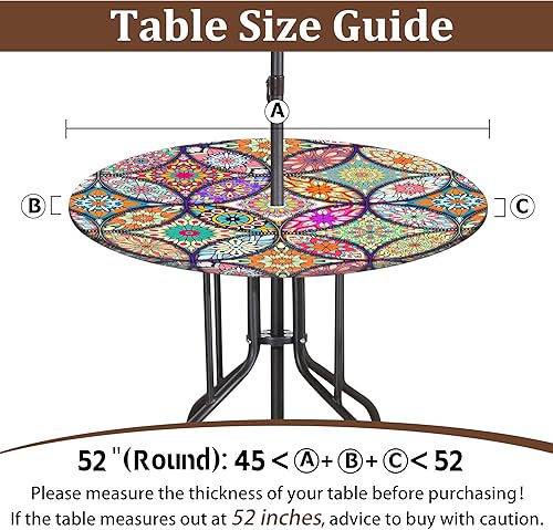 Miniatura 2 de Buwuta Mantel para exteriores con agujero para sombrilla y cremallera, impermeable, redondo, para mesa de patio, mantel redondo lavable para mesas