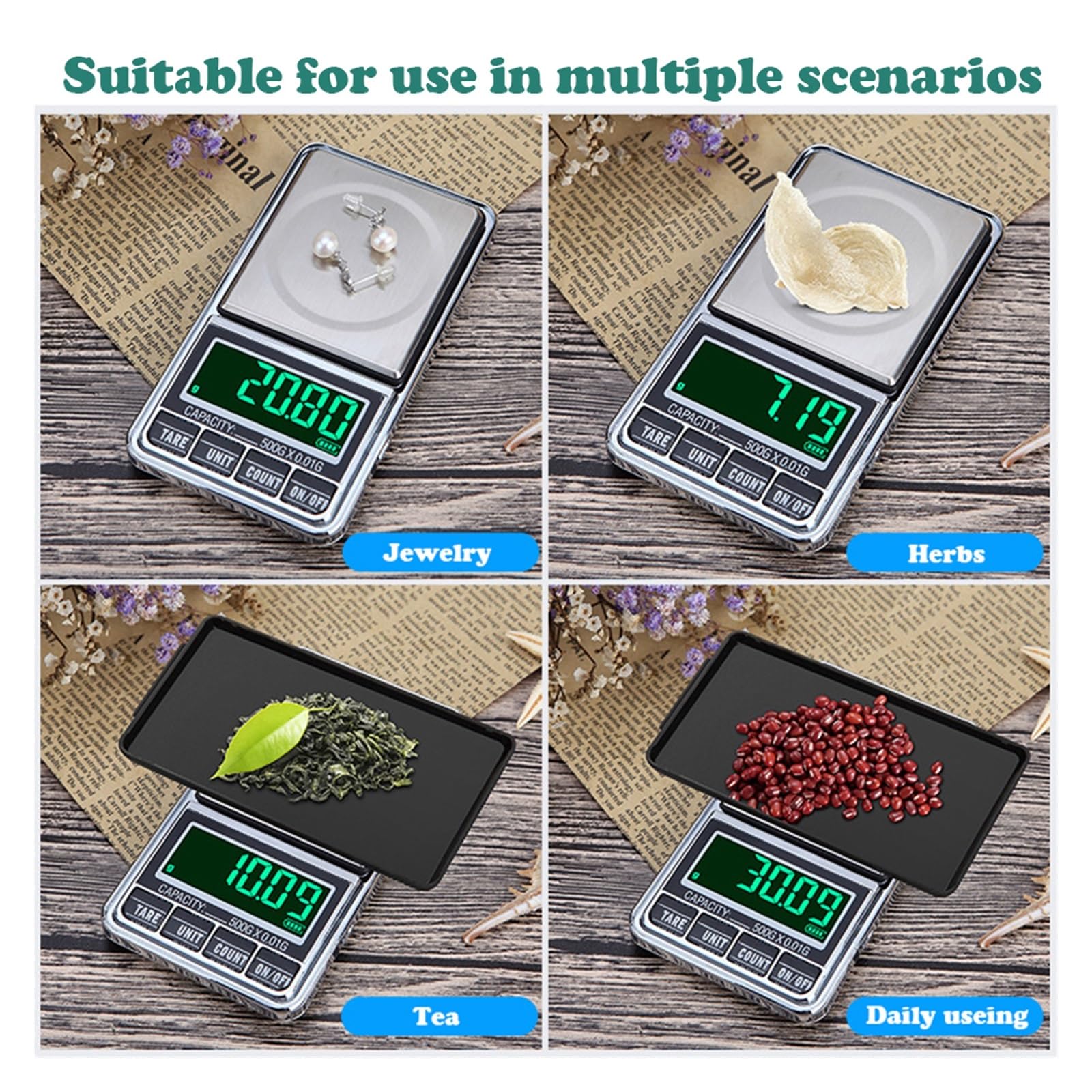 Balanzas Electrónicas Digitales For Joyería, Herramientas Portátiles De Pesaje Bolsillo Alta Precisión For Cocina, Alimentadas Por USB Medición Precisa Esfuerzo(100g 0.01g)