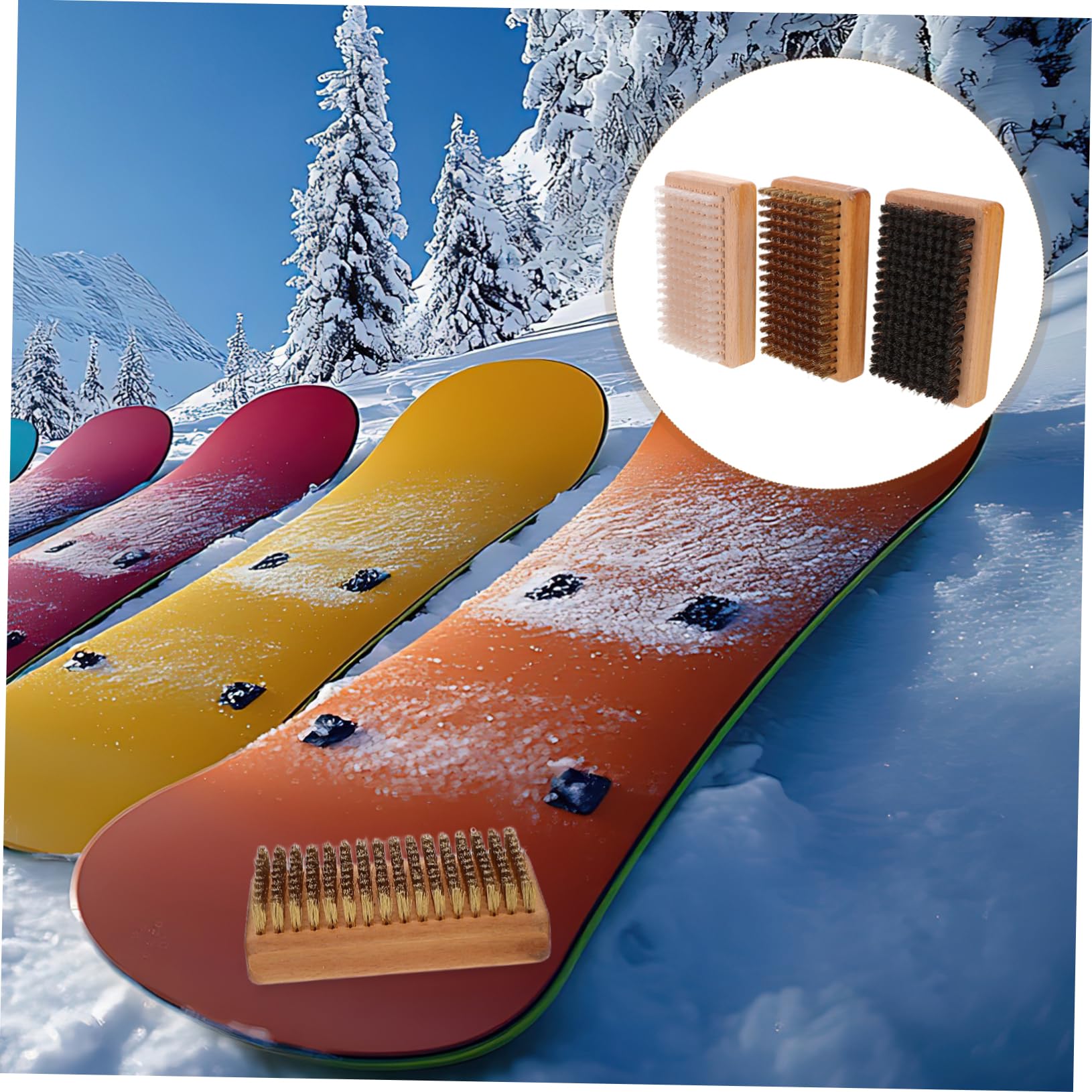 3pièces Brosse à Farter pour Skis Et Snowboard Métallique Et Manuelle Outil De Nettoyage Polissage