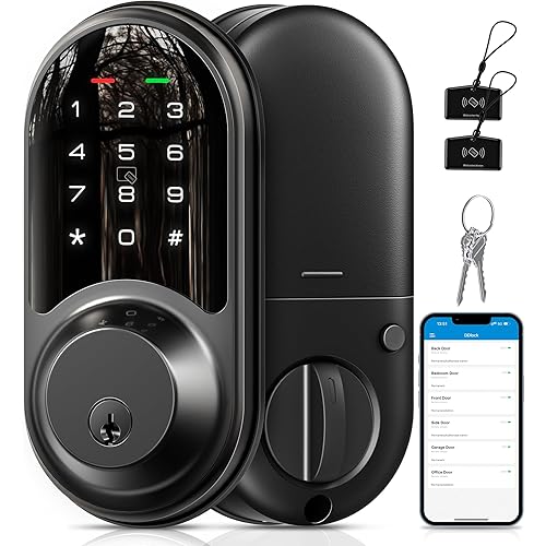Veise Smart Lock, Keyless Entry Door Lock, Smart Locks for Front Door with App Control, Electronic Digital Lock with Touchscreen Keypad Set, Smart Deadbolt, Auto Lock, Easy Installation, Matte Black