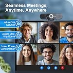 EMEET 3-in-1 4K Webcam avec Microphone et Haut-Parleur, C980 PRO Webcam à angle large 60°-98° w/ 4 Le bruit annule les micros, 2 Haut-parleurs, Focus fixe, Couverture de confidentialité magnétique, Idéal pour les appels vidéo de groupe et personnel